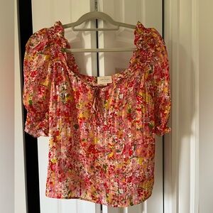 Sezane Rita top, garden floral print size 36 (US4)